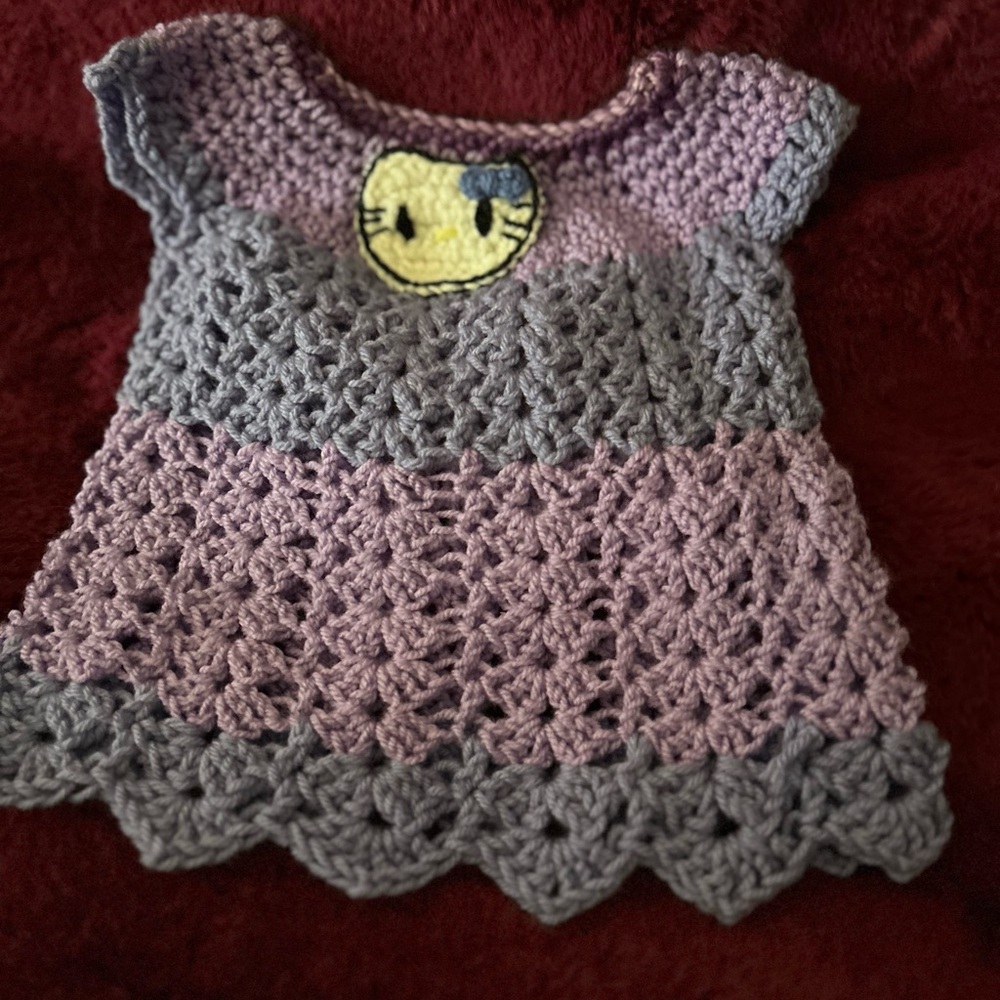 Crochet Dress with Cat Patch